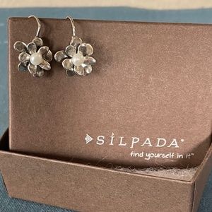 Silpada Sterling Silver Flower and Pearl Earrings